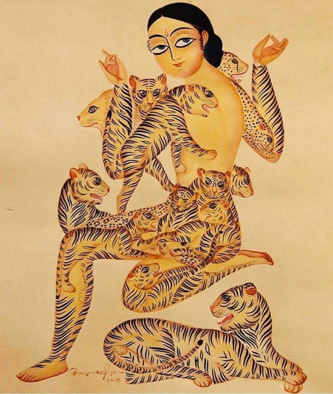 shakti tiger woman, kalam Patua